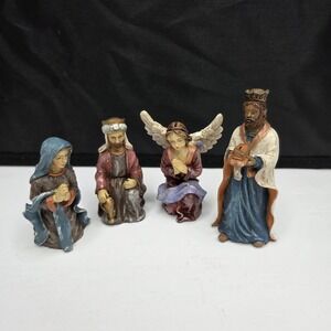 Nativity Figurines Set of 4 Mary Joseph Angel Wise Man Resin Magnetic Base